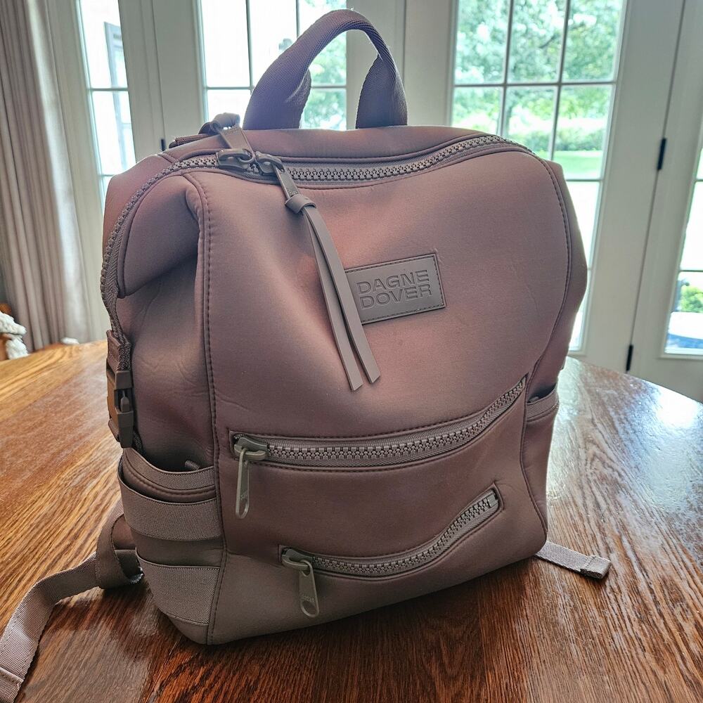 Dagne Dover Indi Backpack Large in Dune Diaper Travel Premium Neoprene Chocolate